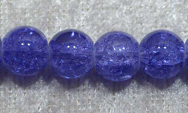 Krackelerad glaspärla, 8 mm, Blålila - Klicka på bilden för att stänga