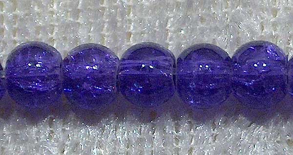 Krackelerad glaspärla, 4 mm, blålila - Klicka på bilden för att stänga