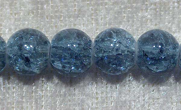 Krackelerad glaspärla, 8 mm, Gråblå - Klicka på bilden för att stänga