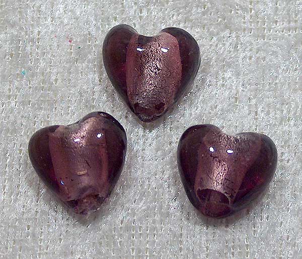 Silverfoil hjärta, XS, Plommon, 12x12 mm - Klicka på bilden för att stänga