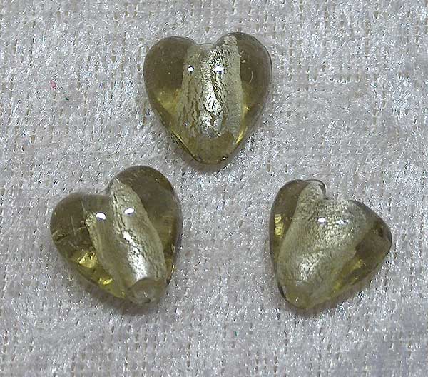 Silverfoil hjärta, XS, Olivgrön, 12x12 mm - Klicka på bilden för att stänga