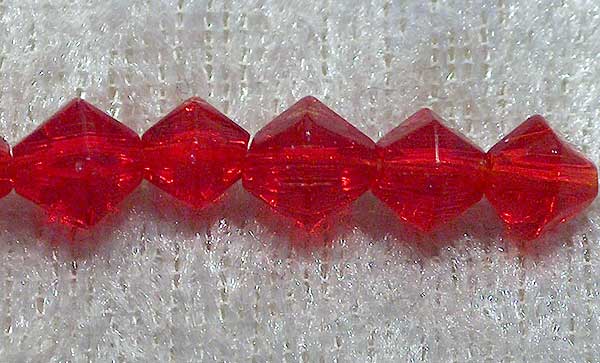 Bicone, Röd, 6 mm - Klicka på bilden för att stänga