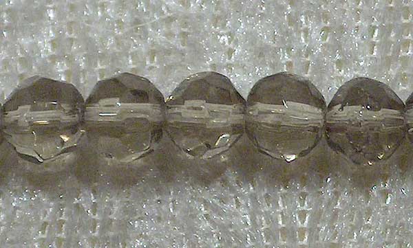 Facetterad rund kristallpärla, Smoke, 4 mm - Klicka på bilden för att stänga