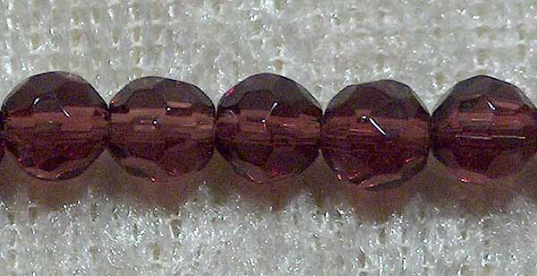 Facetterad rund kristallpärla, Plommon, 4 mm - Klicka på bilden för att stänga