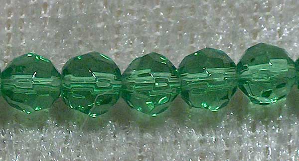 Facetterad rund kristallpärla, Grön, 4 mm - Klicka på bilden för att stänga