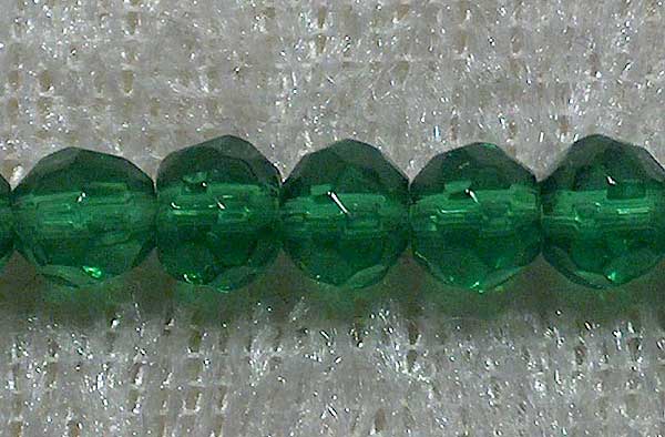 Facetterad rund kristallpärla, Mörkgrön, 4 mm - Klicka på bilden för att stänga