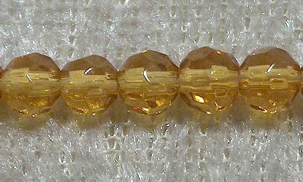 Facetterad rund kristallpärla, Bärnsten, 4 mm - Klicka på bilden för att stänga