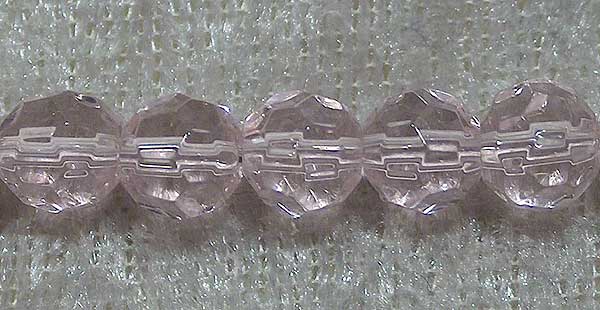 Facetterad rund kristallpärla, Ljusrosa, 6 mm - Klicka på bilden för att stänga