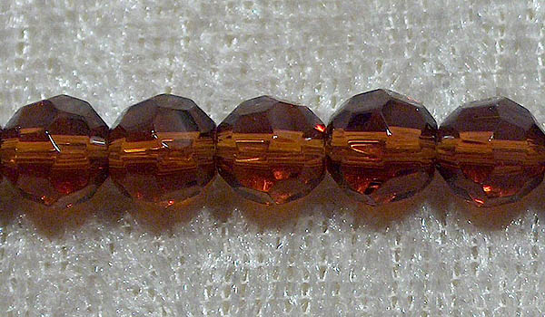 Facetterad rund kristallpärla, Mörkbrun, 6 mm - Klicka på bilden för att stänga