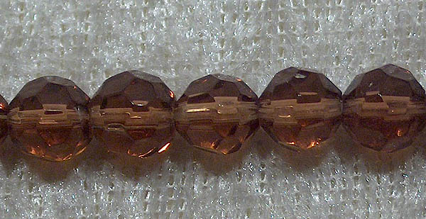 Facetterad rund kristallpärla, Brun, 6 mm - Klicka på bilden för att stänga