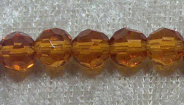Facetterad rund kristallpärla, Bärnsten, 6 mm - Klicka på bilden för att stänga