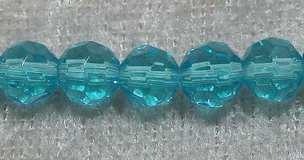 Facetterad rund kristallpärla, Turkos, 6 mm - Klicka på bilden för att stänga