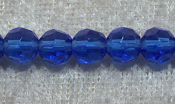 Facetterad rund kristallpärla, Blå, 6 mm - Klicka på bilden för att stänga