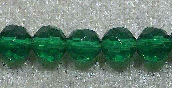 Facetterad rund kristallpärla, Mörkgrön, 6 mm - Klicka på bilden för att stänga