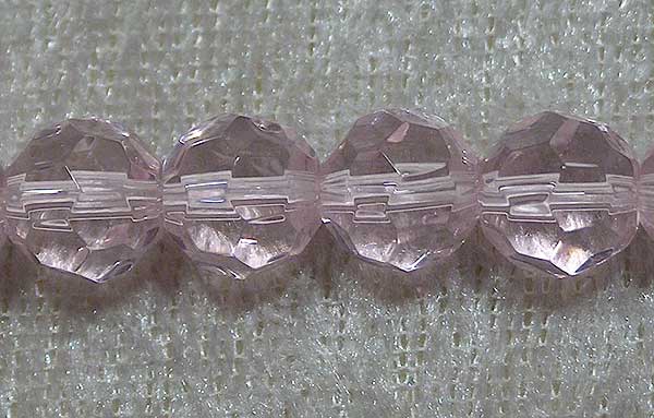 Facetterad rund kristallpärla, Ljusrosa, 8 mm - Klicka på bilden för att stänga
