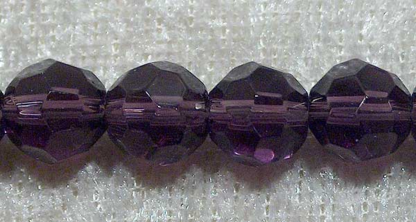 Facetterad rund kristallpärla, Mörklila, 8 mm - Klicka på bilden för att stänga