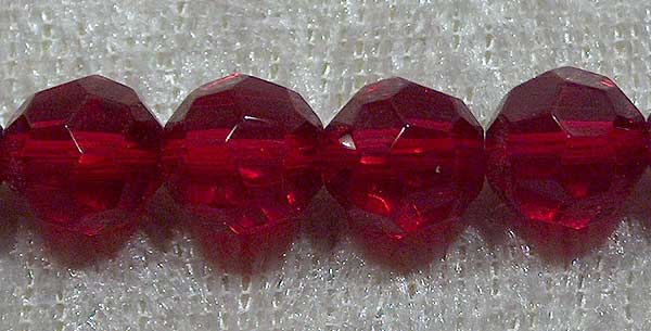 Facetterad rund kristallpärla, Mörkröd, 8 mm - Klicka på bilden för att stänga