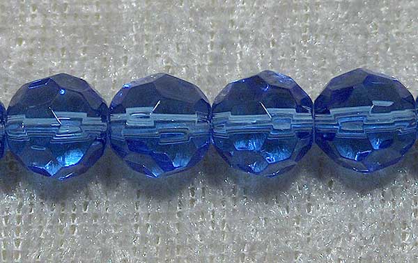 Facetterad rund kristallpärla, Blå, 8 mm - Klicka på bilden för att stänga