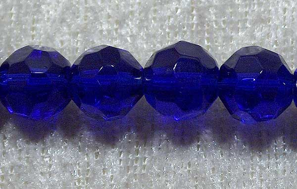 Facetterad rund kristallpärla, Koboltblå, 8 mm - Klicka på bilden för att stänga