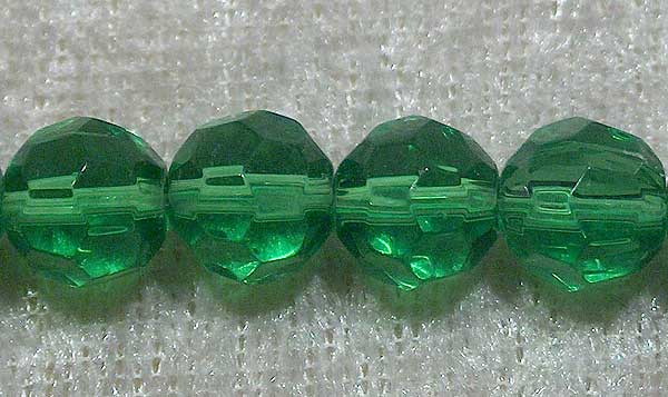 Facetterad rund kristallpärla, Mörkgrön, 8 mm - Klicka på bilden för att stänga