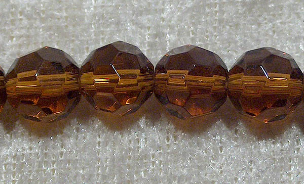 Facetterad rund kristallpärla, Mörkbrun, 8 mm - Klicka på bilden för att stänga