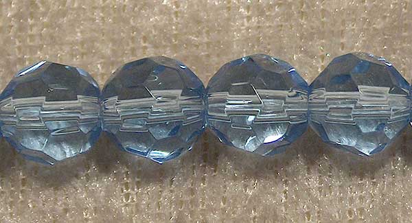 Facetterad rund kristallpärla, Ljusblå, 8 mm - Klicka på bilden för att stänga