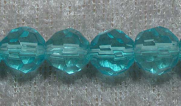 Facetterad rund kristallpärla, Ljus turkos, 8 mm - Klicka på bilden för att stänga