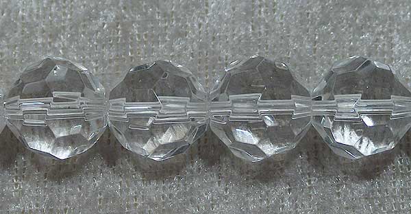 Facetterad rund kristallpärla, Transparent, 12 mm - Klicka på bilden för att stänga