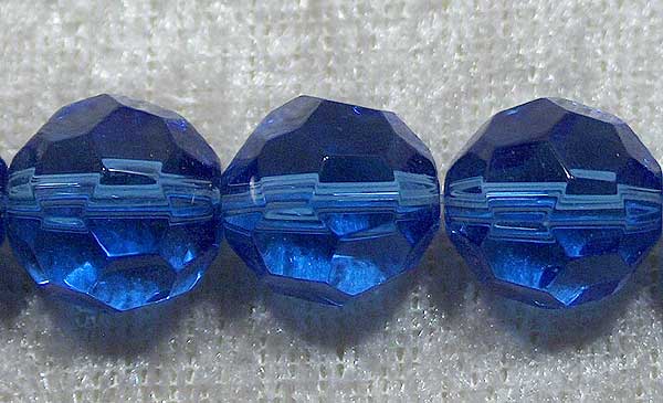Facetterad rund kristallpärla, Blå, 12 mm - Klicka på bilden för att stänga