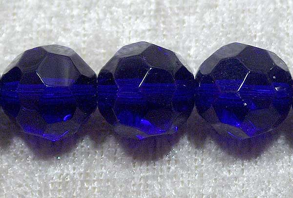 Facetterad rund kristallpärla, Koboltblå, 12 mm - Klicka på bilden för att stänga