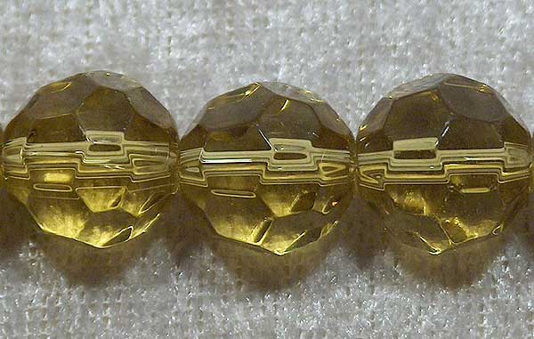 Facetterad rund kristallpärla, Honung, 12 mm - Klicka på bilden för att stänga