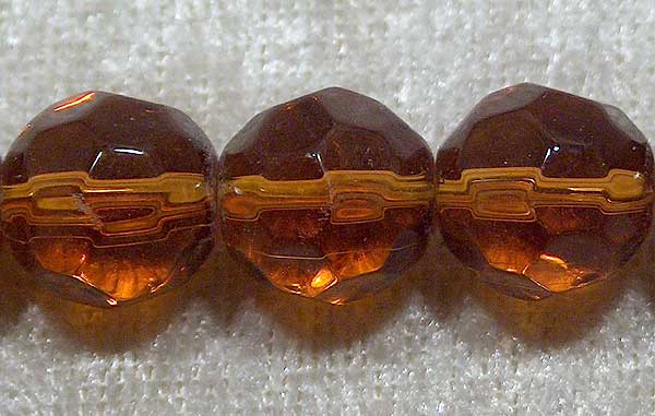 Facetterad rund kristallpärla, Mörkbrun, 12 mm - Klicka på bilden för att stänga