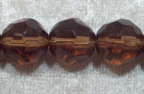 Facetterad rund kristallpärla, Brun, 12 mm - Klicka på bilden för att stänga