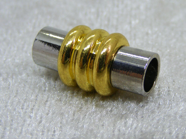 Magnetlås, tvåfärgad antiksilver/guld, för 5 mm remmar - Klicka på bilden för att stänga
