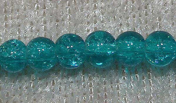 Krackelerad glaspärla, 4 mm, turkos - Klicka på bilden för att stänga