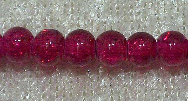 Krackelerad glaspärla, 4 mm, Mörkt ceriseröd - Klicka på bilden för att stänga