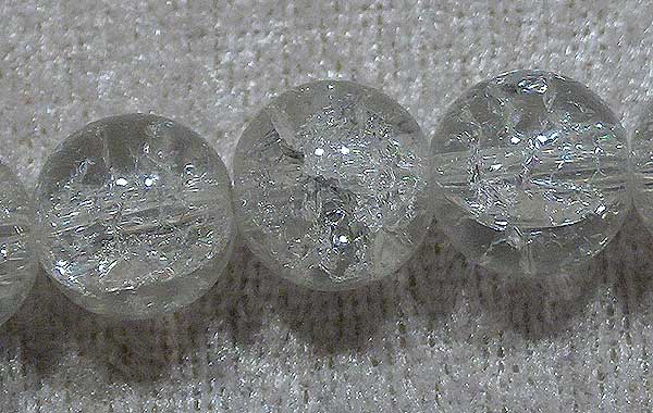 Krackelerad glaspärla, 12 mm, transparent - Klicka på bilden för att stänga