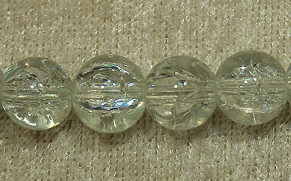 Krackelerad glaspärla, 10 mm, Transparent - Klicka på bilden för att stänga