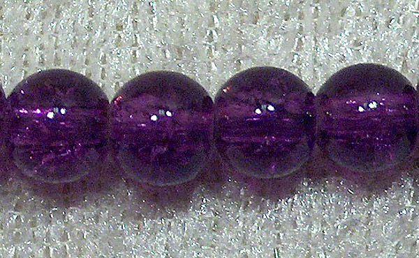 Krackelerad glaspärla, 6 mm, Lila - Klicka på bilden för att stänga