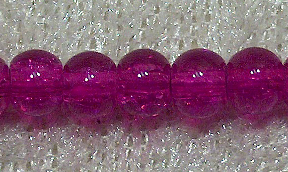 Krackelerad glaspärla, 4 mm, Mörk fuchsia - Klicka på bilden för att stänga
