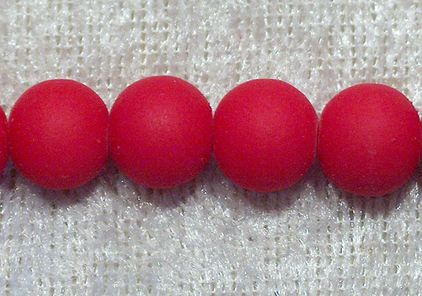 Gummerad glaspärla, röd, 6 mm - Klicka på bilden för att stänga