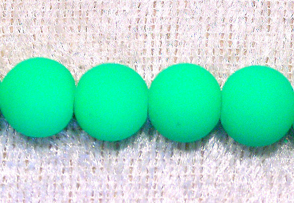 Gummerad glaspärla, limegrön, 4 mm - Klicka på bilden för att stänga