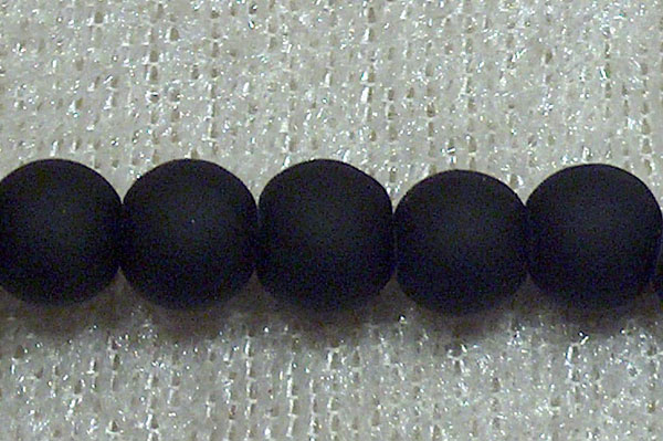Gummerad glaspärla, svart, 4 mm - Klicka på bilden för att stänga