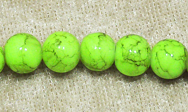 Drawbench, rund glaspärla, 8 mm, Gulgrön - Klicka på bilden för att stänga